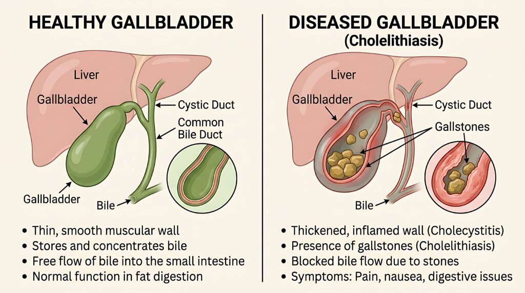image of health and unhealthy gallbladder
