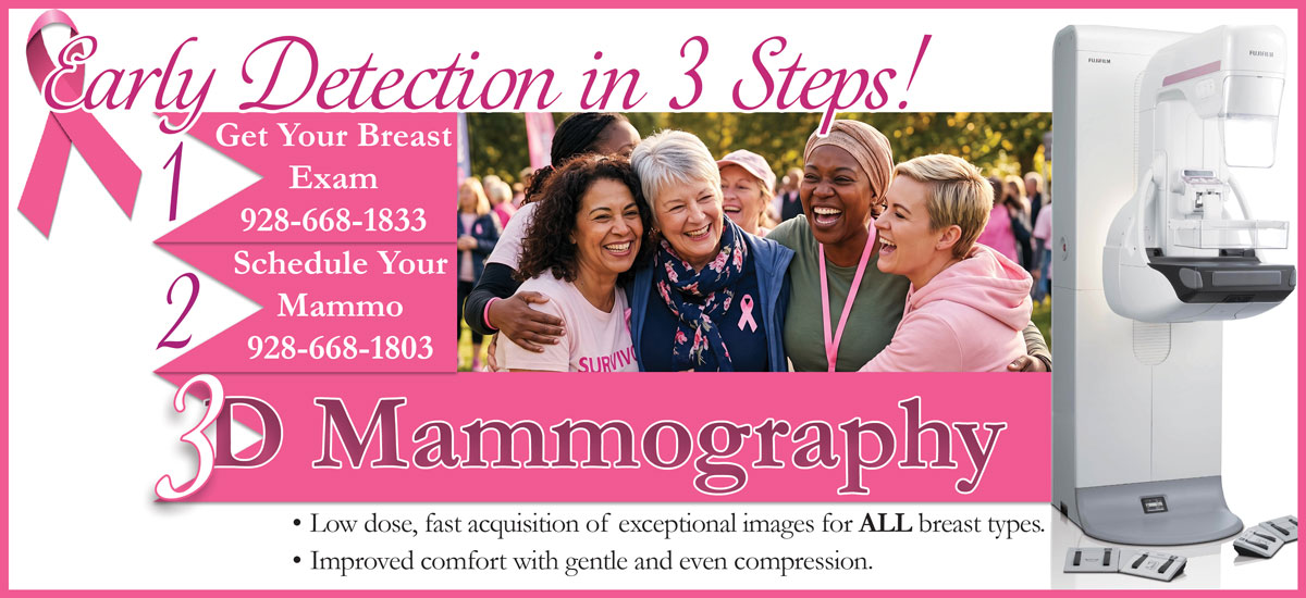 3-Steps in Early Detection; 1-screening, 2-schedule and 3-D Mammo
